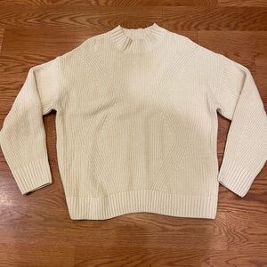 Dip pale yellow Shaker knit Mock Neck Sweater, Size S